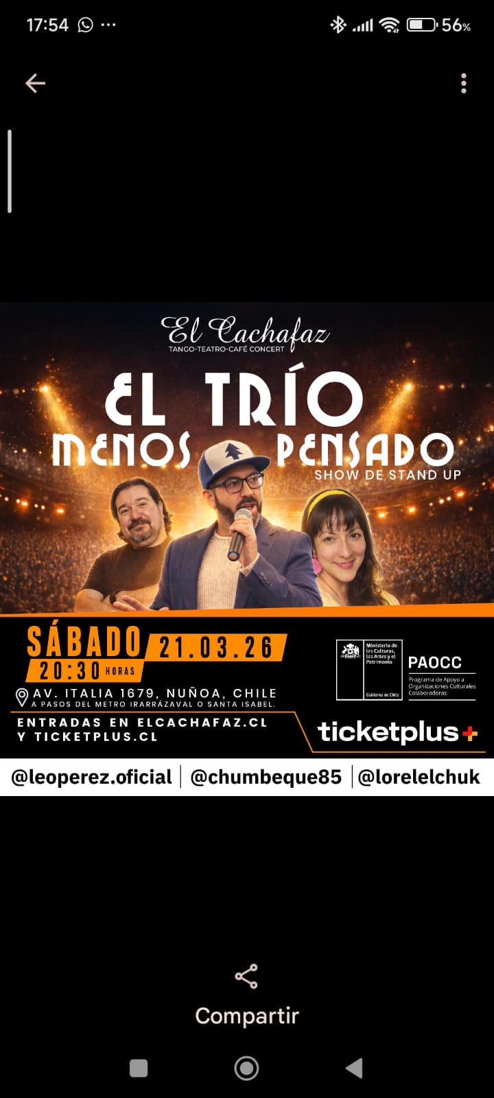 Afiche El Trío Menos Pensado - Show de Stand Up en El Cachafaz